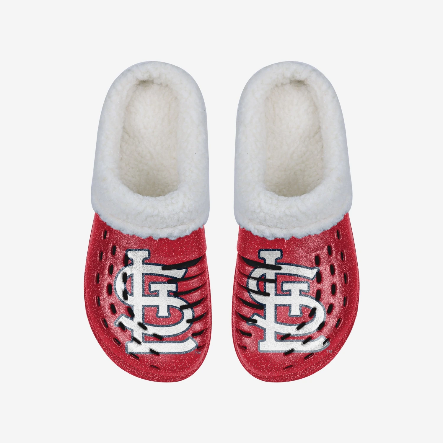 FOCO St Louis Cardinals Womens Sherpa Lined Glitter Clog 6 FOCO St Louis Cardinals Womens Sherpa Lined Glitter Clog - Image 4