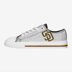 FOCO San Diego Padres Womens Glitter Low Top Canvas Shoes