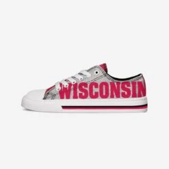 FOCO Wisconsin Badgers Womens Glitter Low Top Canvas Shoe