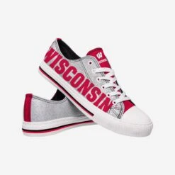 FOCO Wisconsin Badgers Womens Glitter Low Top Canvas Shoe 7 FOCO Wisconsin Badgers Womens Glitter Low Top Canvas Shoe -FOCO Store SNWMNCLTGLTWI s