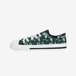 FOCO Michigan State Spartans Womens Low Top Repeat Print Canvas Shoe