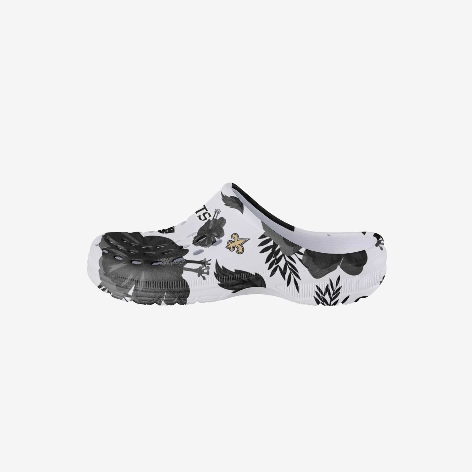 FOCO New Orleans Saints Womens Floral White Clog 3 FOCO New Orleans Saints Womens Floral White Clog
