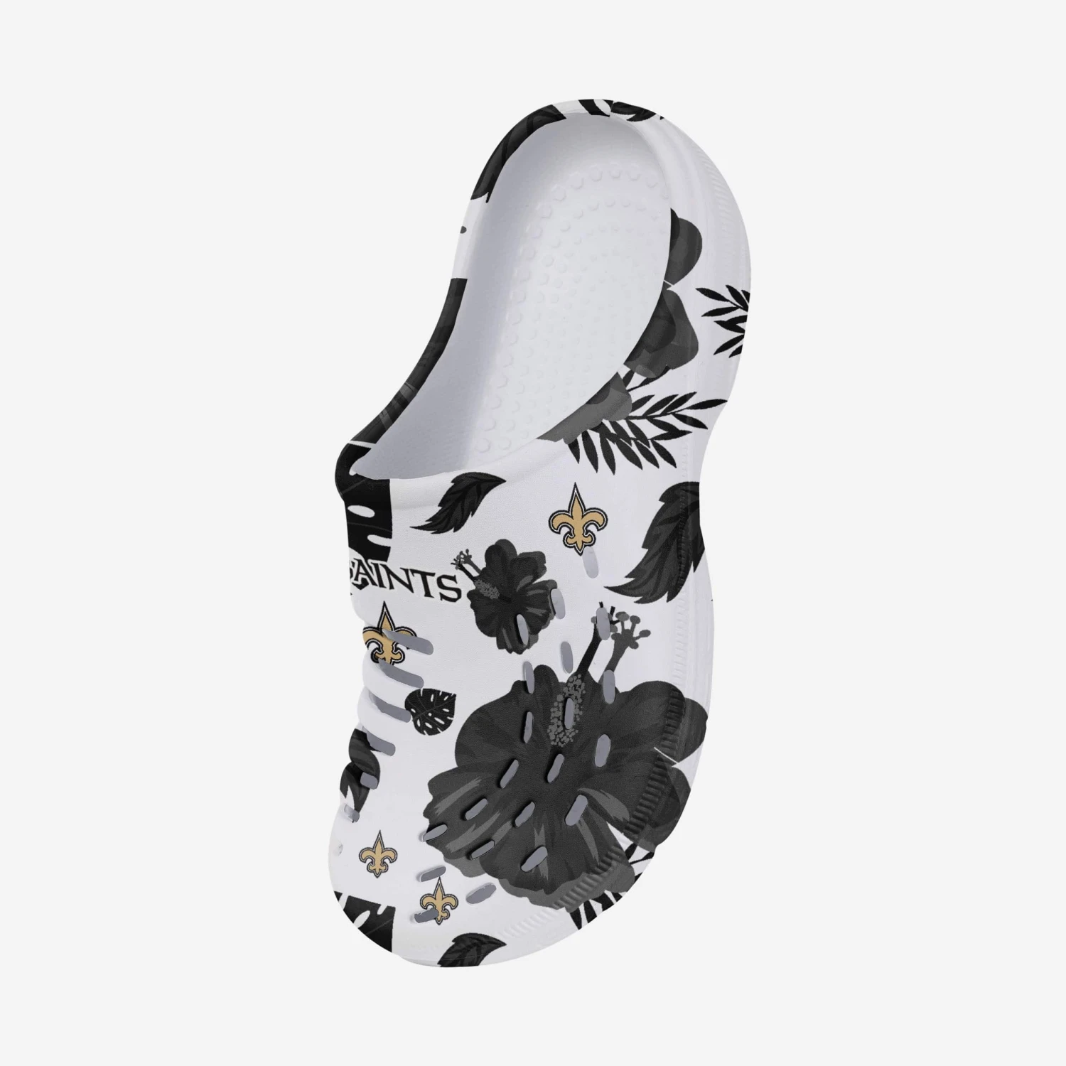 FOCO New Orleans Saints Womens Floral White Clog 4 FOCO New Orleans Saints Womens Floral White Clog - Image 2
