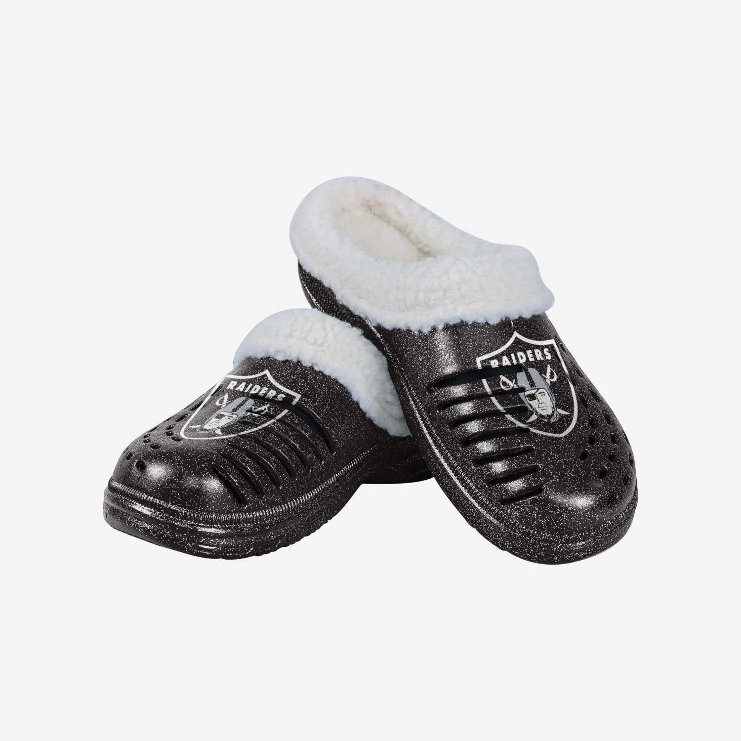 FOCO Las Vegas Raiders Womens Sherpa Lined Glitter Clog 5 FOCO Las Vegas Raiders Womens Sherpa Lined Glitter Clog - Image 3