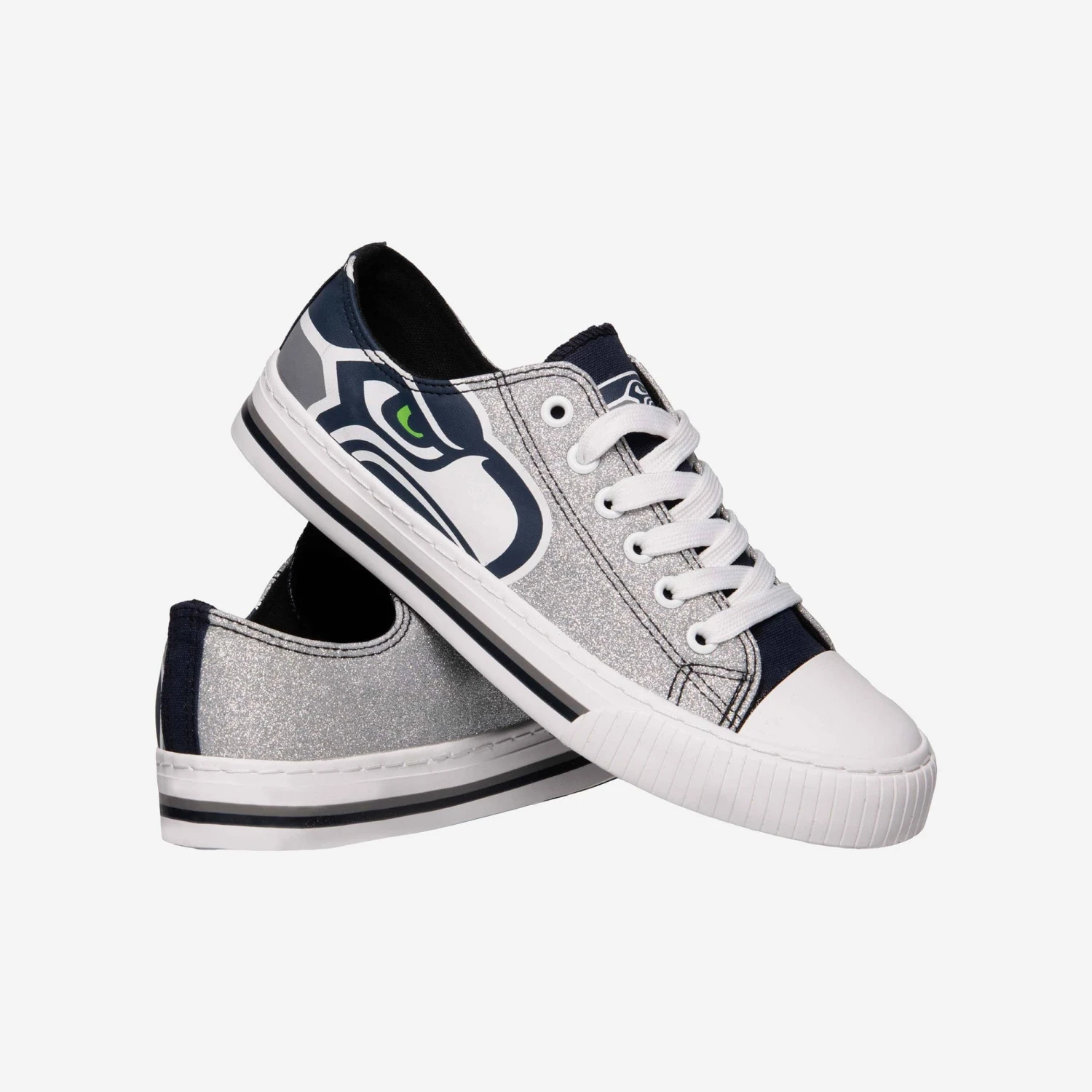 FOCO Seattle Seahawks Womens Glitter Low Top Canvas Shoe 6 FOCO Seattle Seahawks Womens Glitter Low Top Canvas Shoe - Image 4