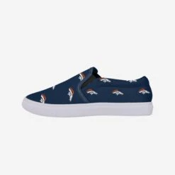FOCO Denver Broncos Womens Repeat Logo Slip On Canvas Shoe