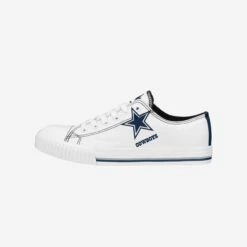 FOCO Dallas Cowboys Womens Big Logo Low Top White Canvas Shoes