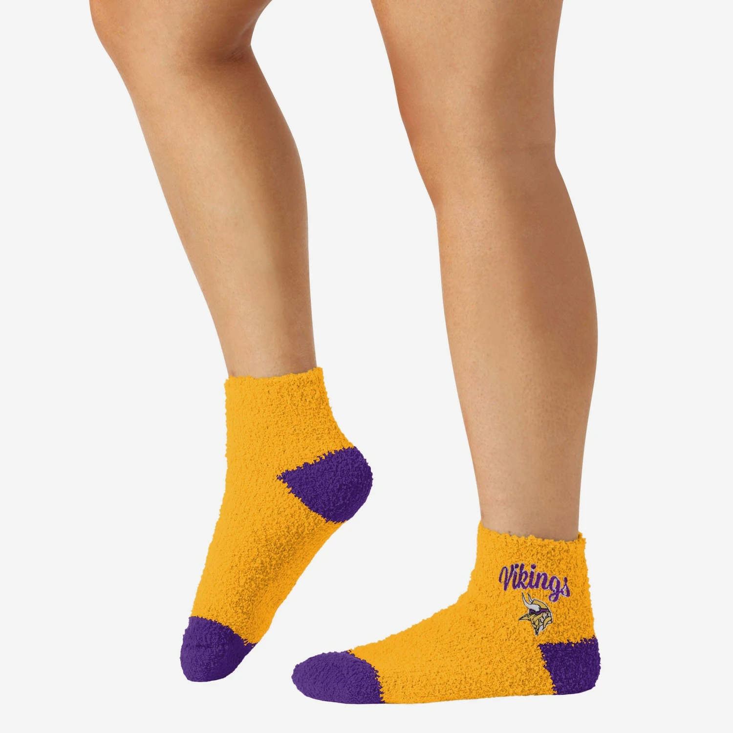 FOCO Minnesota Vikings 2 Pack Womens Script Logo Fuzzy Ankle Socks 5 FOCO Minnesota Vikings 2 Pack Womens Script Logo Fuzzy Ankle Socks - Image 3