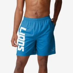 FOCO Detroit Lions Solid Wordmark Traditional Swimming Trunks