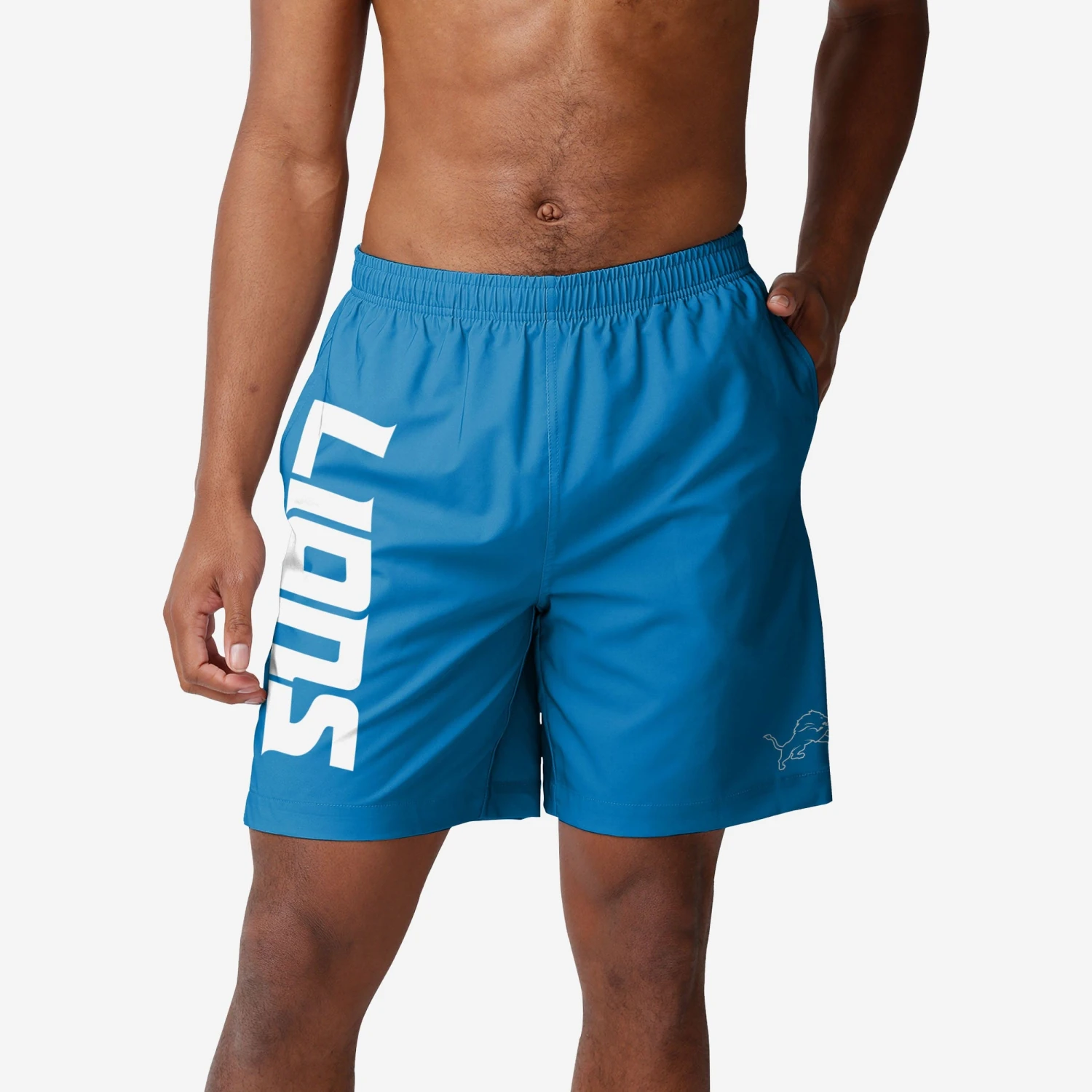 FOCO Detroit Lions Solid Wordmark Traditional Swimming Trunks 3 FOCO Detroit Lions Solid Wordmark Traditional Swimming Trunks