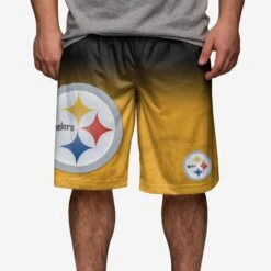 FOCO Pittsburgh Steelers Gradient Big Logo Training Shorts