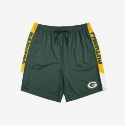 FOCO Green Bay Packers Side Stripe Training Shorts -FOCO Store SRTNFSDSTPGP g3