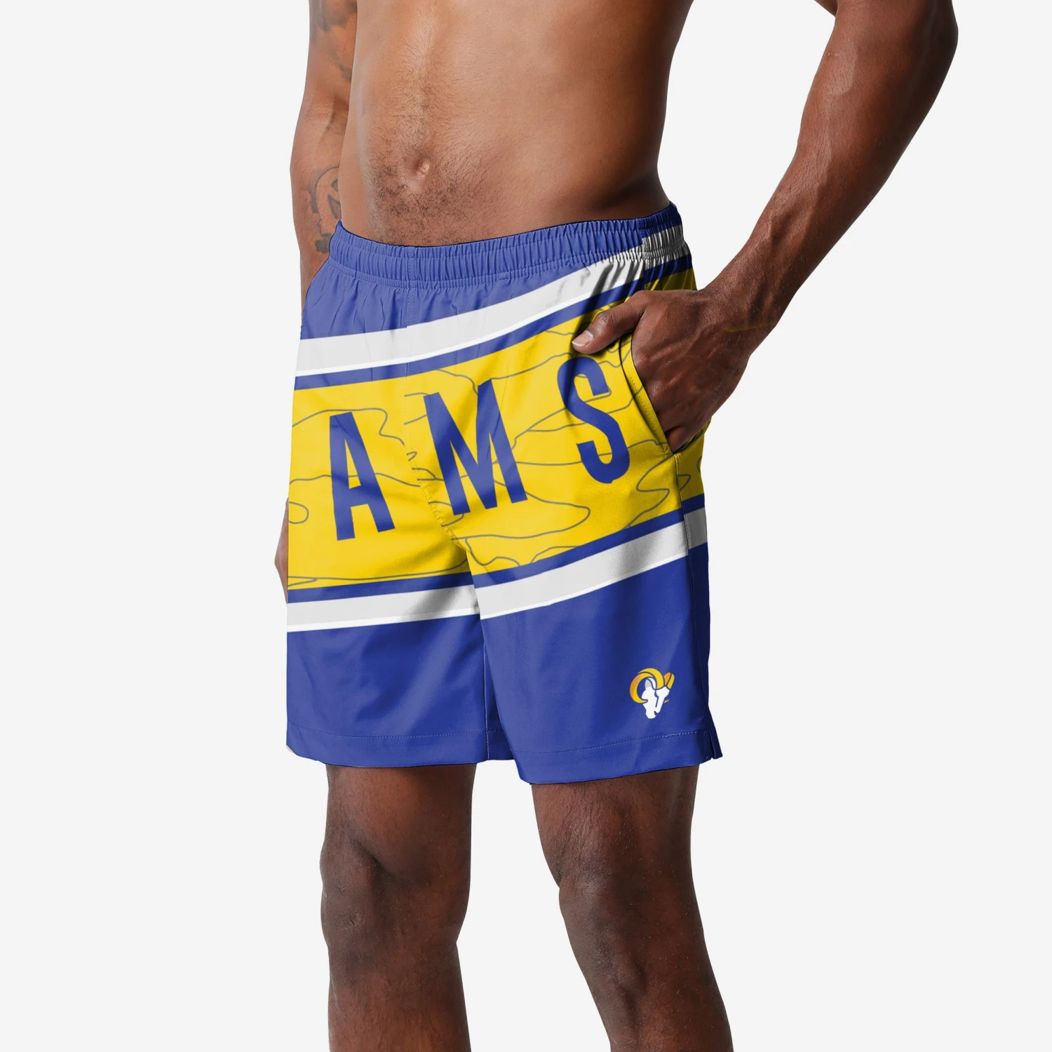 FOCO Los Angeles Rams Big Wordmark Swimming Trunks 3 FOCO Los Angeles Rams Big Wordmark Swimming Trunks