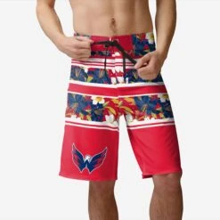 FOCO Washington Capitals Floral Stripe Boardshorts
