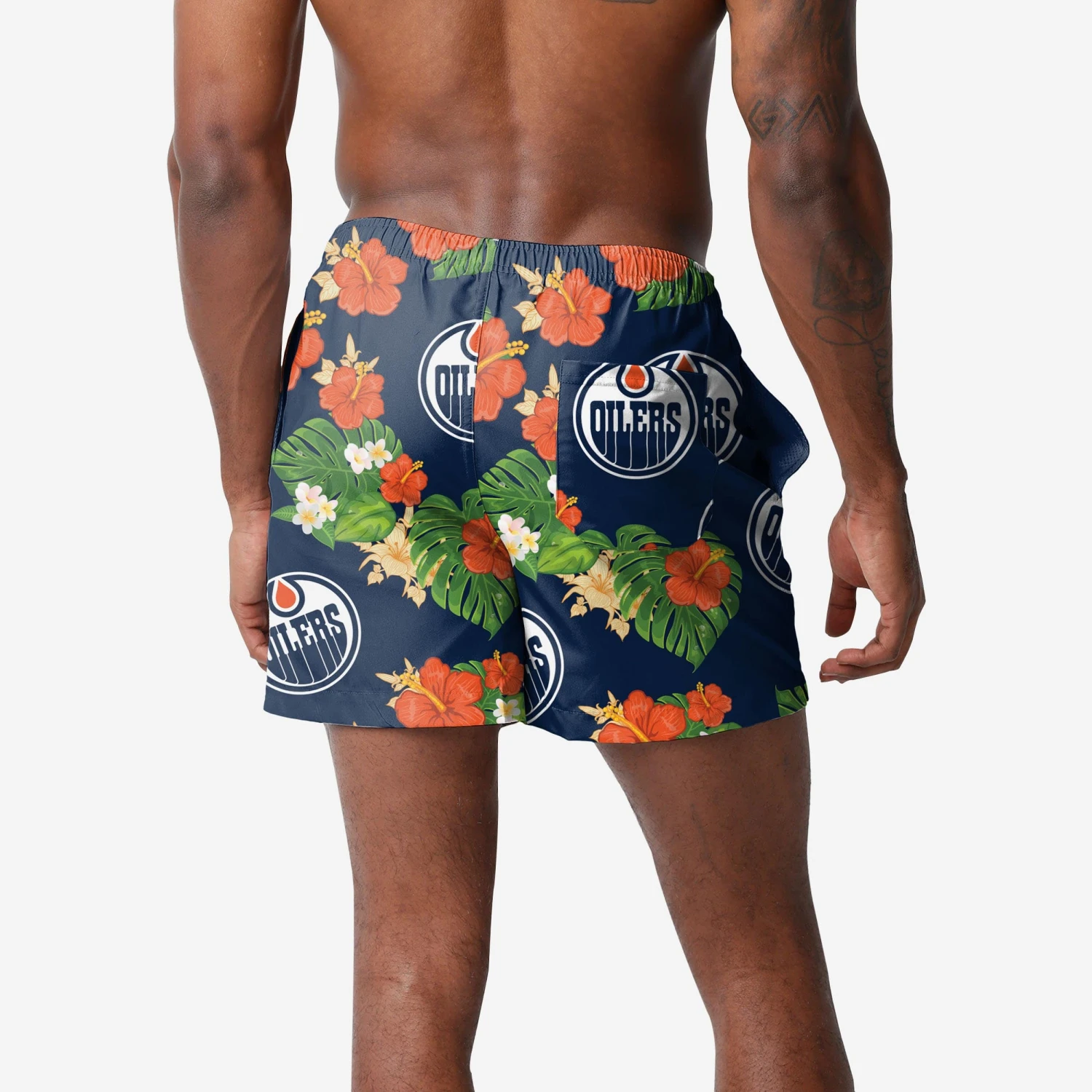 FOCO Edmonton Oilers Floral Swimming Trunks 4 FOCO Edmonton Oilers Floral Swimming Trunks - Image 2