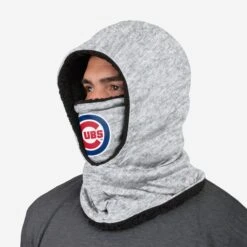 FOCO Chicago Cubs Heather Grey Big Logo Hooded Gaiter -FOCO Store SVMBGRHDSNCC s