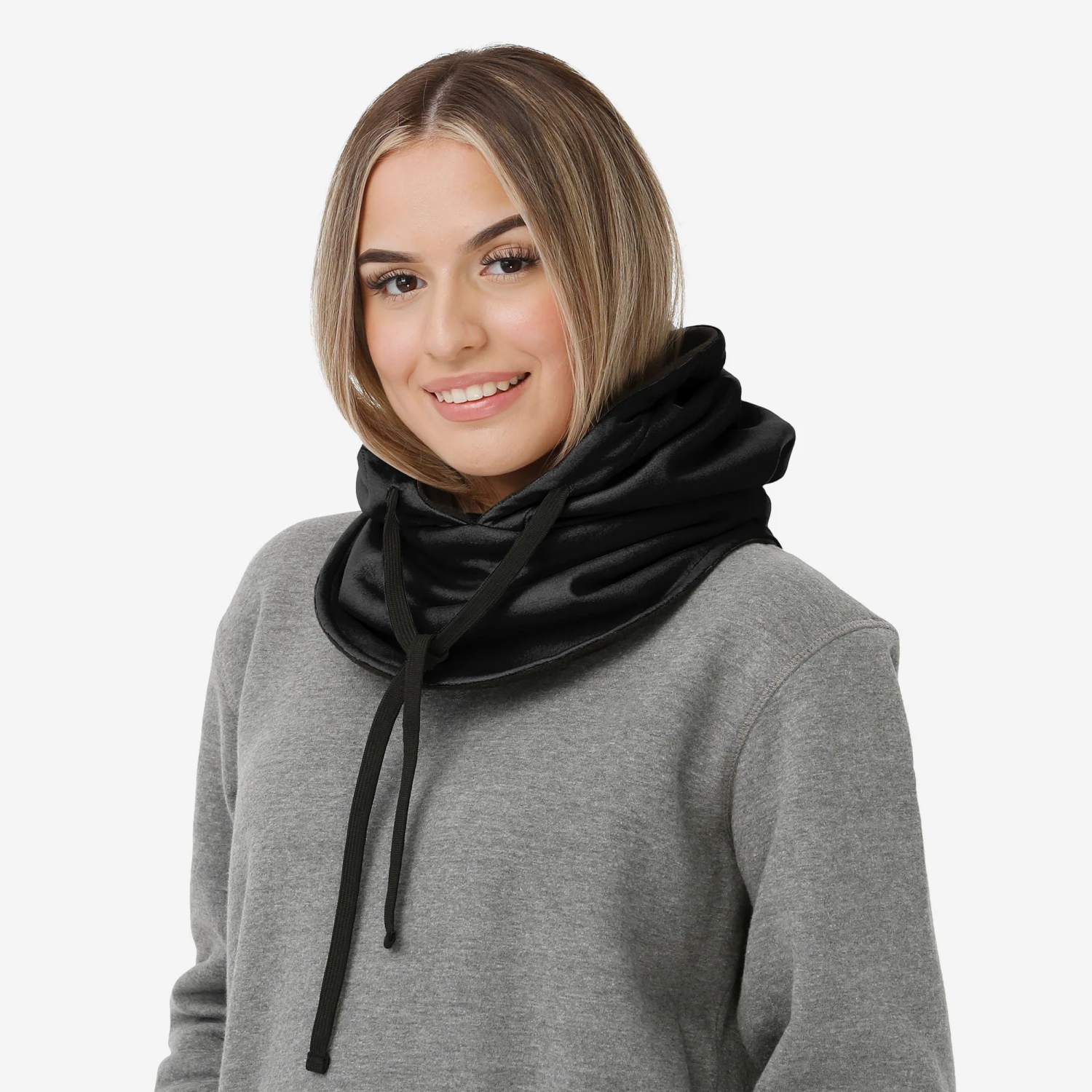 FOCO Ohio State Buckeyes Black Drawstring Hooded Gaiter 6 FOCO Ohio State Buckeyes Black Drawstring Hooded Gaiter - Image 4