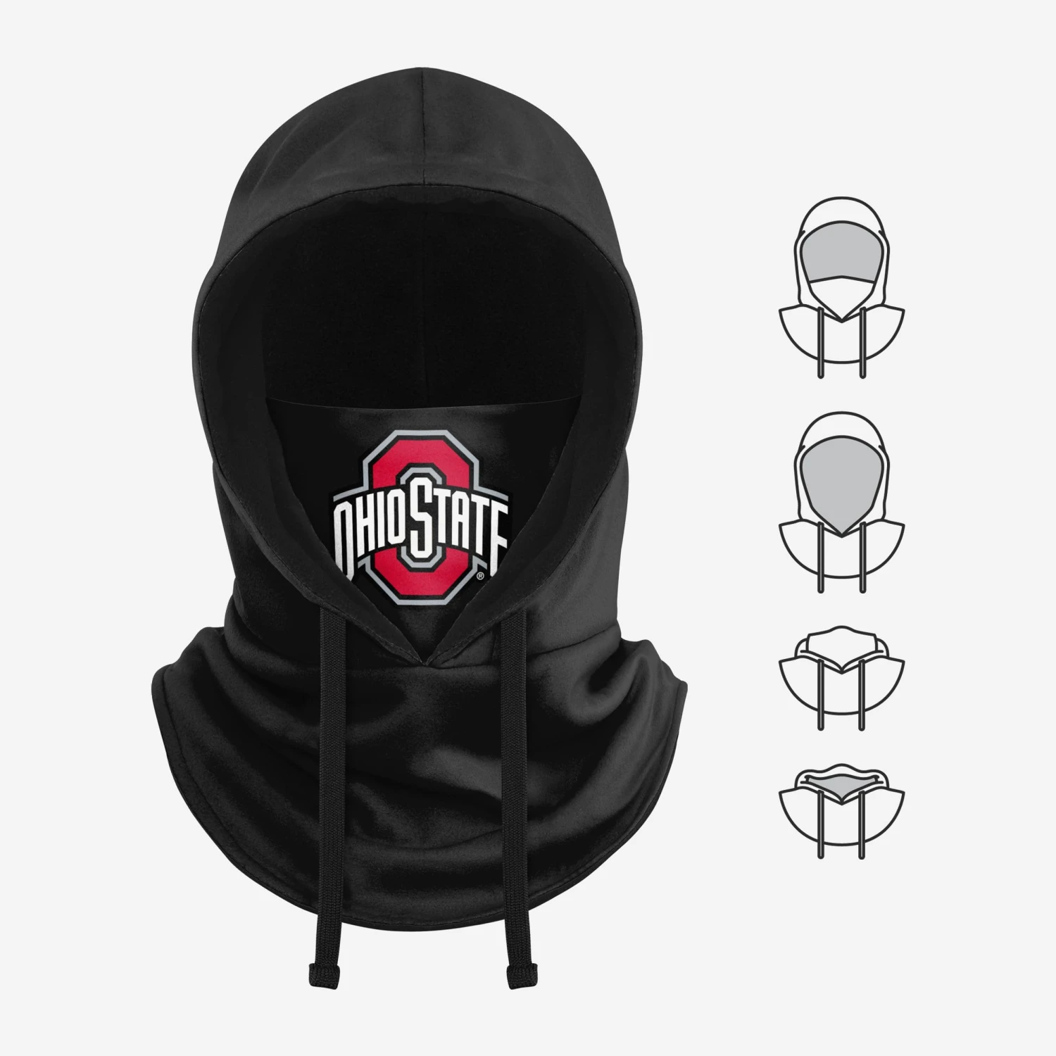 FOCO Ohio State Buckeyes Black Drawstring Hooded Gaiter 7 FOCO Ohio State Buckeyes Black Drawstring Hooded Gaiter - Image 5