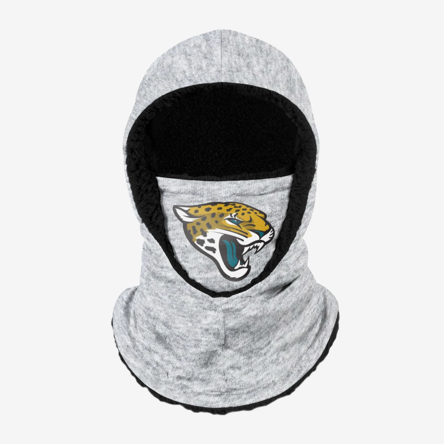 FOCO Jacksonville Jaguars Heather Grey Big Logo Hooded Gaiter 3 FOCO Jacksonville Jaguars Heather Grey Big Logo Hooded Gaiter