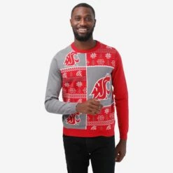 FOCO Washington State Cougars Busy Block Snowfall Sweater