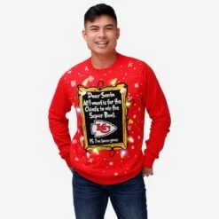 FOCO Kansas City Chiefs Dear Santa Light Up Sweater