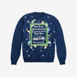FOCO Seattle Seahawks Dear Santa Light Up Sweater -FOCO Store SWTNFDSLUSS g3
