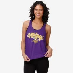FOCO Minnesota Vikings Womens Wordmark Team Stripe Sleeveless Top