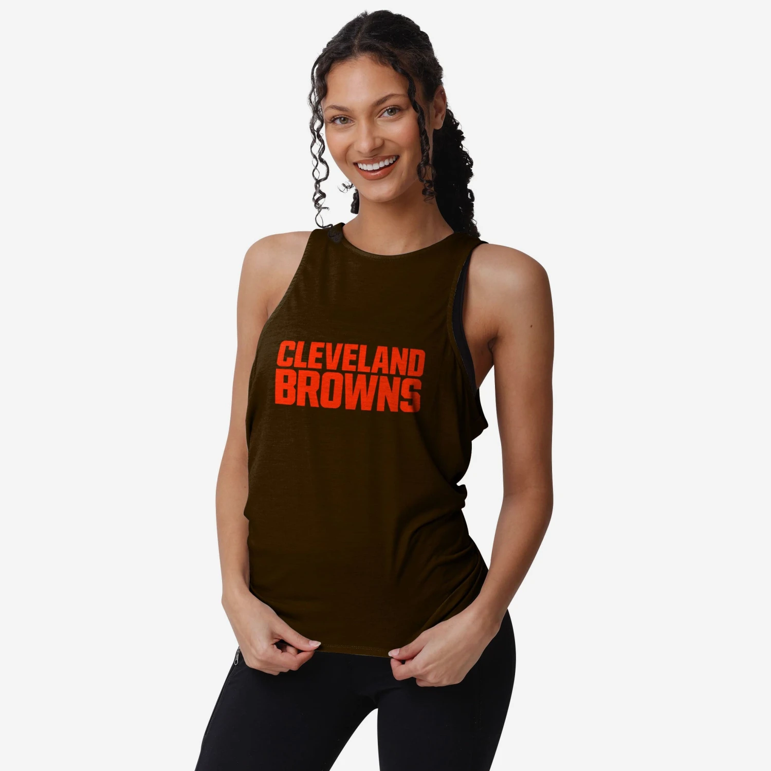 FOCO Cleveland Browns Womens Wordmark Mini Print Tie-Breaker Sleeveless Top 4 FOCO Cleveland Browns Womens Wordmark Mini Print Tie-Breaker Sleeveless Top - Image 2