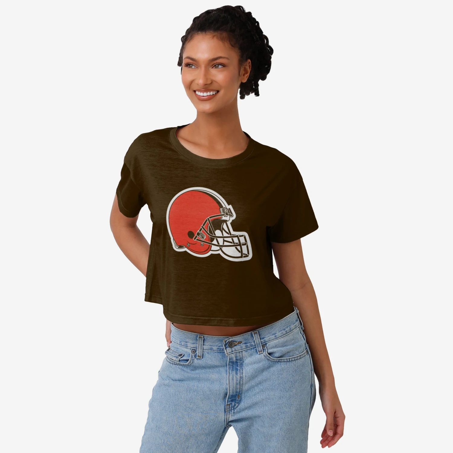 FOCO Cleveland Browns Womens Solid Big Logo Crop Top 3 FOCO Cleveland Browns Womens Solid Big Logo Crop Top