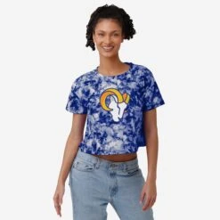 FOCO Los Angeles Rams Womens Tie-Dye Big Logo Crop Top