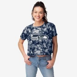 FOCO Seattle Seahawks Womens Tie-Dye Big Logo Crop Top