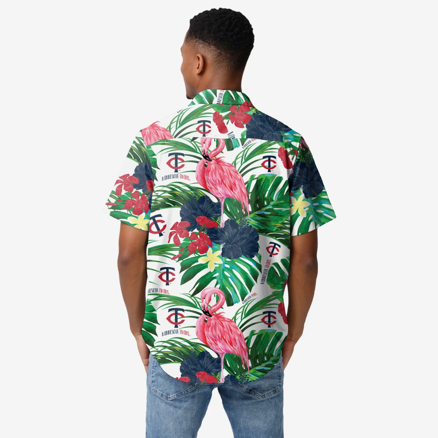 FOCO Minnesota Twins Flamingo Button Up Shirt 4 FOCO Minnesota Twins Flamingo Button Up Shirt - Image 2