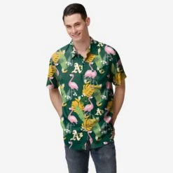 FOCO Oakland Athletics Floral Button Up Shirt