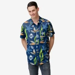 FOCO Tampa Bay Rays Floral Button Up Shirt