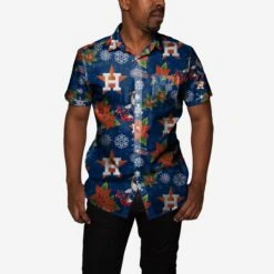FOCO Houston Astros Mistletoe Button Up Shirt