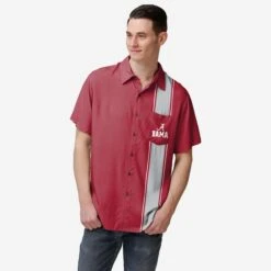 FOCO Alabama Crimson Tide Bowling Stripe Button Up Shirt