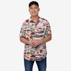 FOCO Oklahoma Sooners Thematic Stadium Print Button Up Shirt