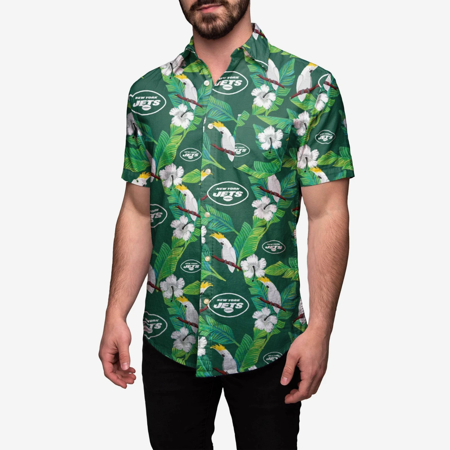 FOCO New York Jets Floral Button Up Shirt 3 FOCO New York Jets Floral Button Up Shirt