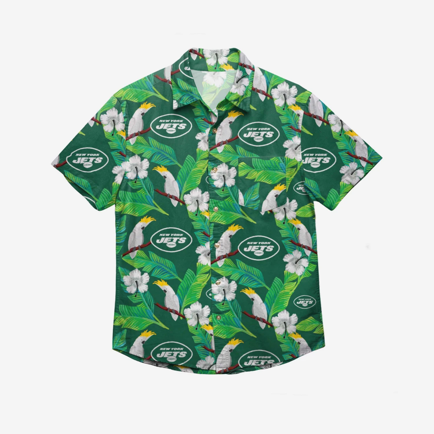 FOCO New York Jets Floral Button Up Shirt 4 FOCO New York Jets Floral Button Up Shirt - Image 2