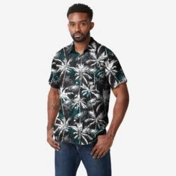 FOCO Philadelphia Eagles Black Floral Button Up Shirt