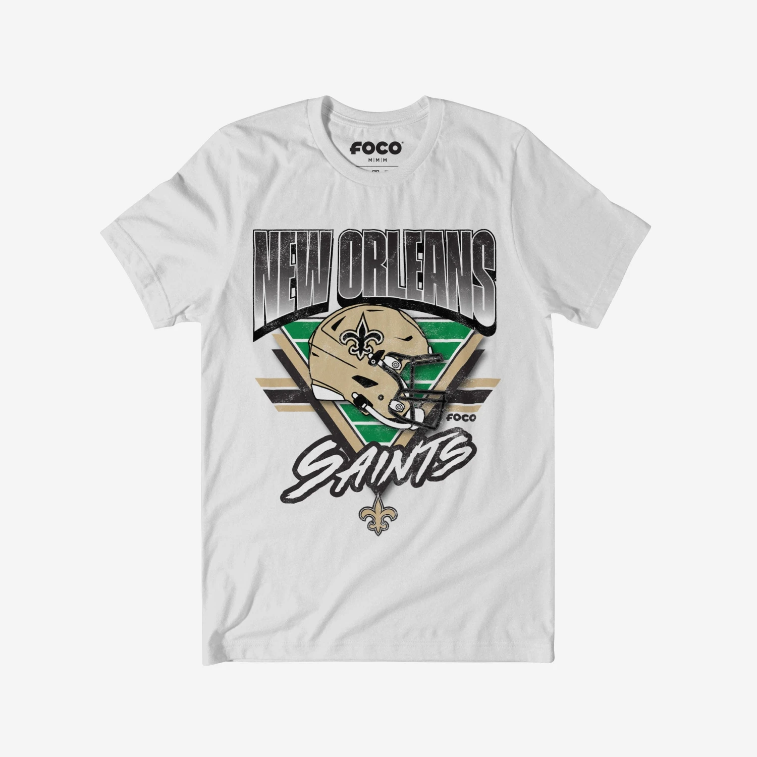 FOCO New Orleans Saints Triangle Vintage T-Shirt 3 FOCO New Orleans Saints Triangle Vintage T-Shirt