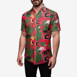 FOCO Calgary Flames Floral Button Up Shirt