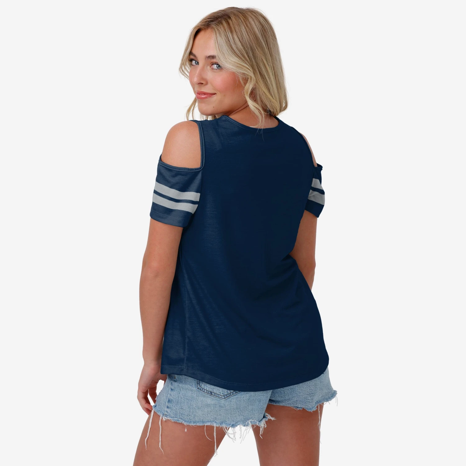 FOCO Dallas Cowboys Womens Cold Shoulder T-Shirt 4 FOCO Dallas Cowboys Womens Cold Shoulder T-Shirt - Image 2