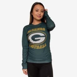 FOCO Green Bay Packers Womens Tie-Breaker Long Sleeve Top -FOCO Store TSWMNFLSTBKGP s